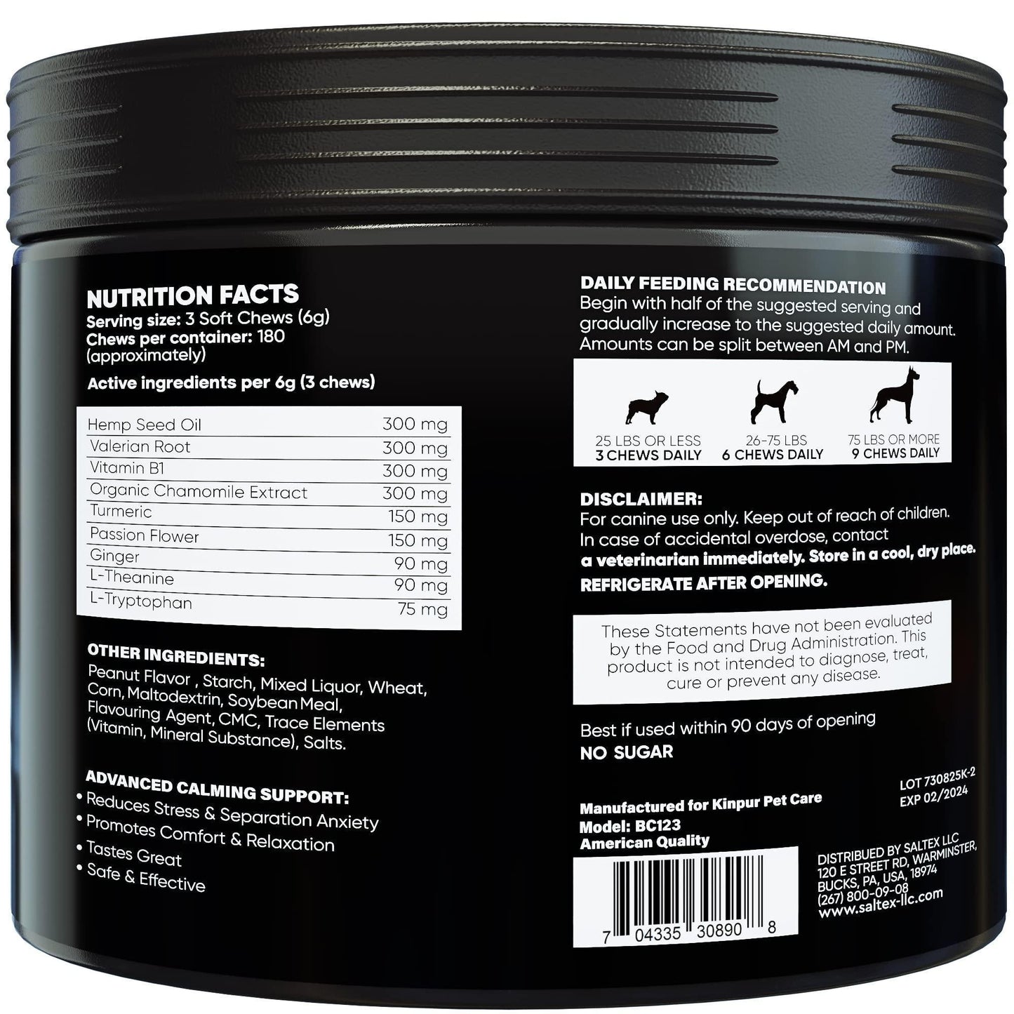 Soothing Hemp & Valerian Dog Chews - Peanut Butter Flavor