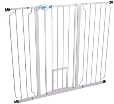 Carlson Pet Products 0934PW/0932PW Extra Wide Walk-Thru Pet Gate with Pet Door White 29-34Wx30H in