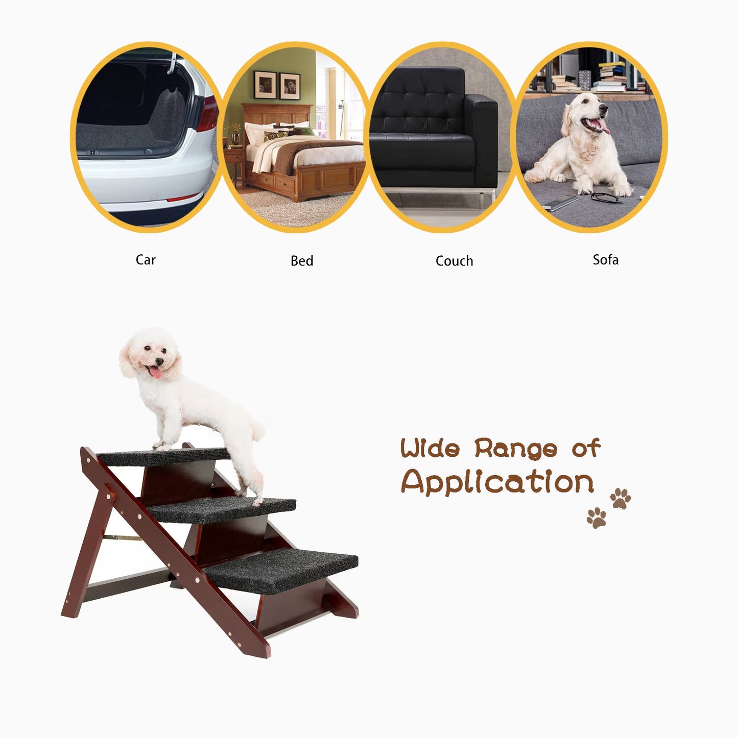 3-Step Wooden Pet Stairs & Ramp