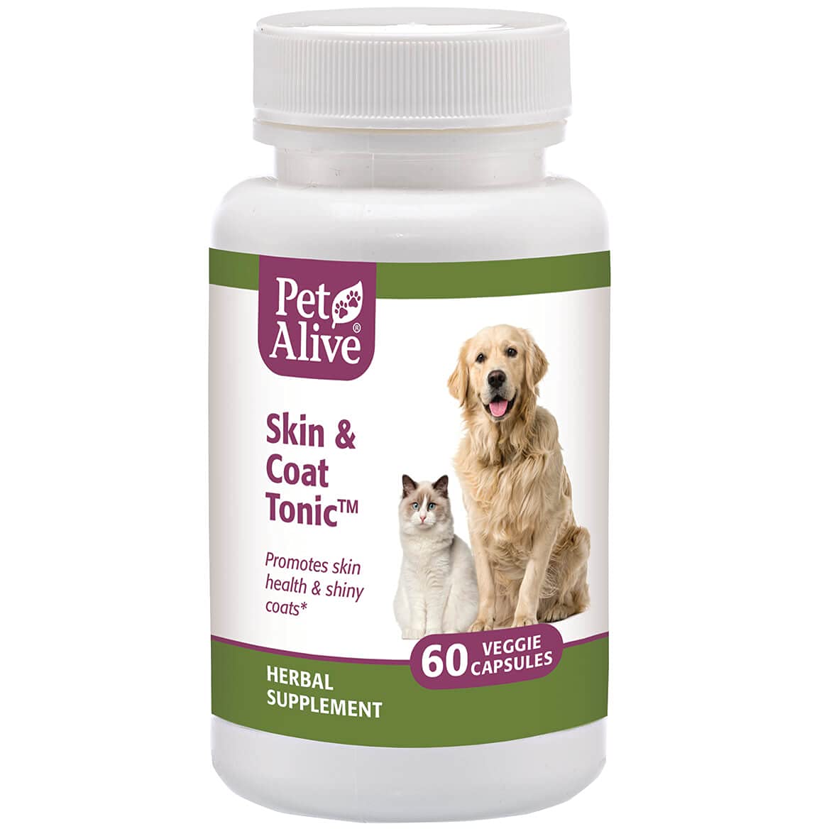 PetGloss Herbal Skin & Coat Capsules - 60 Veggie Supplement for Cats and Dogs