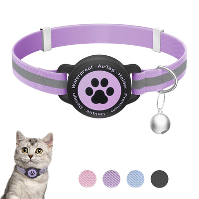 Reflective Stretchy Cat AirTag Holder Collar