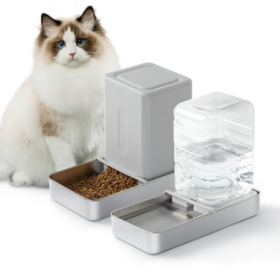 Stainless Steel Auto Cat Feeder & Water Dispenser Set - 3.8L