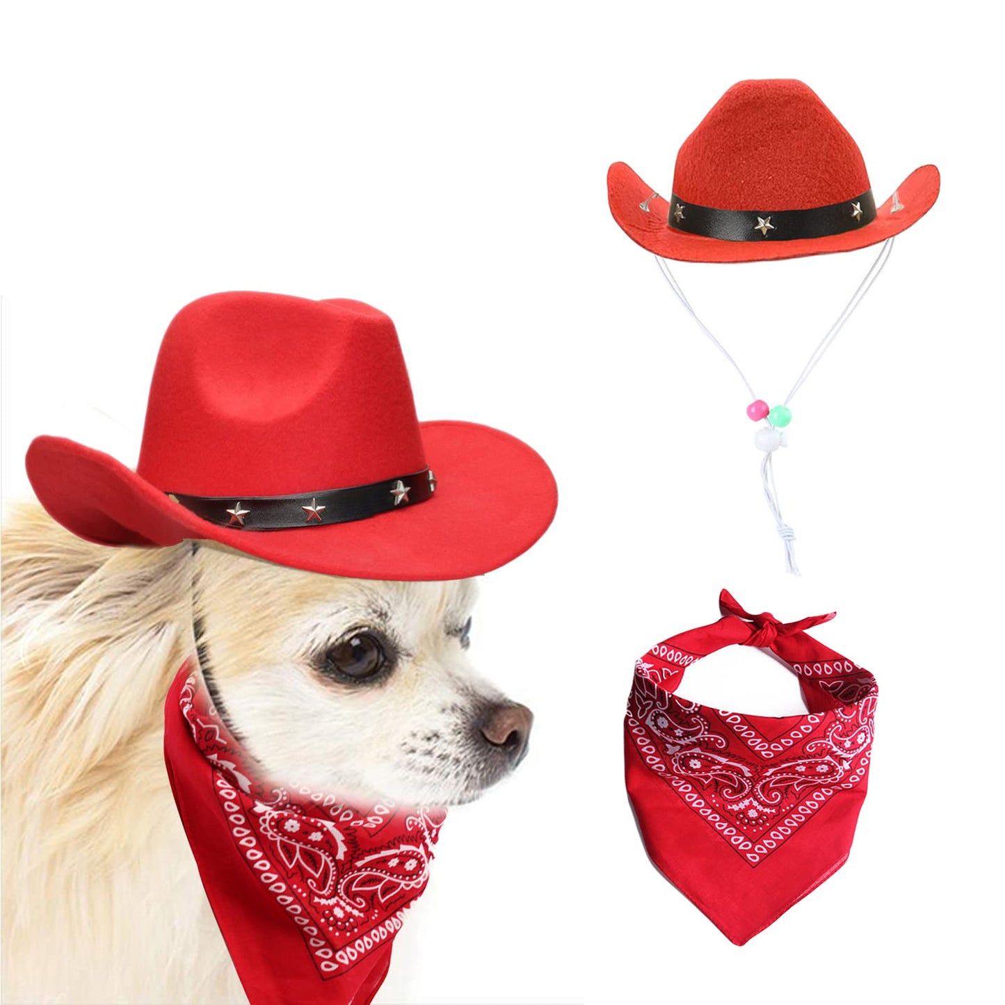 Puppy Cowboy Cosplay Set – Red Sombrero & Bandana
