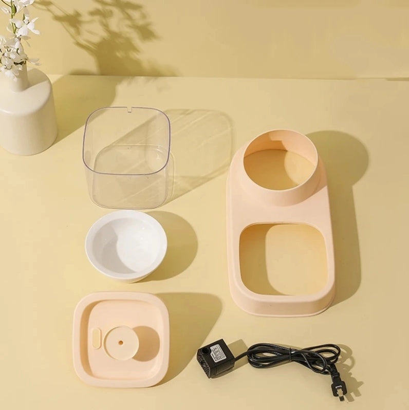 2-in-1 Cat Water Fountain & Feeding Bowl