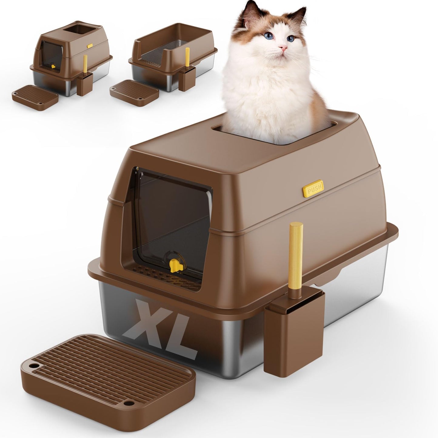 XL Stainless Steel Enclosed Cat Litter Box