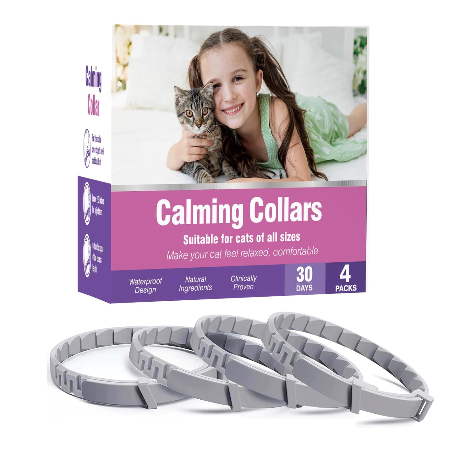 Soothing Cat Collar Quad-Pack: 30-Day Stress Relief