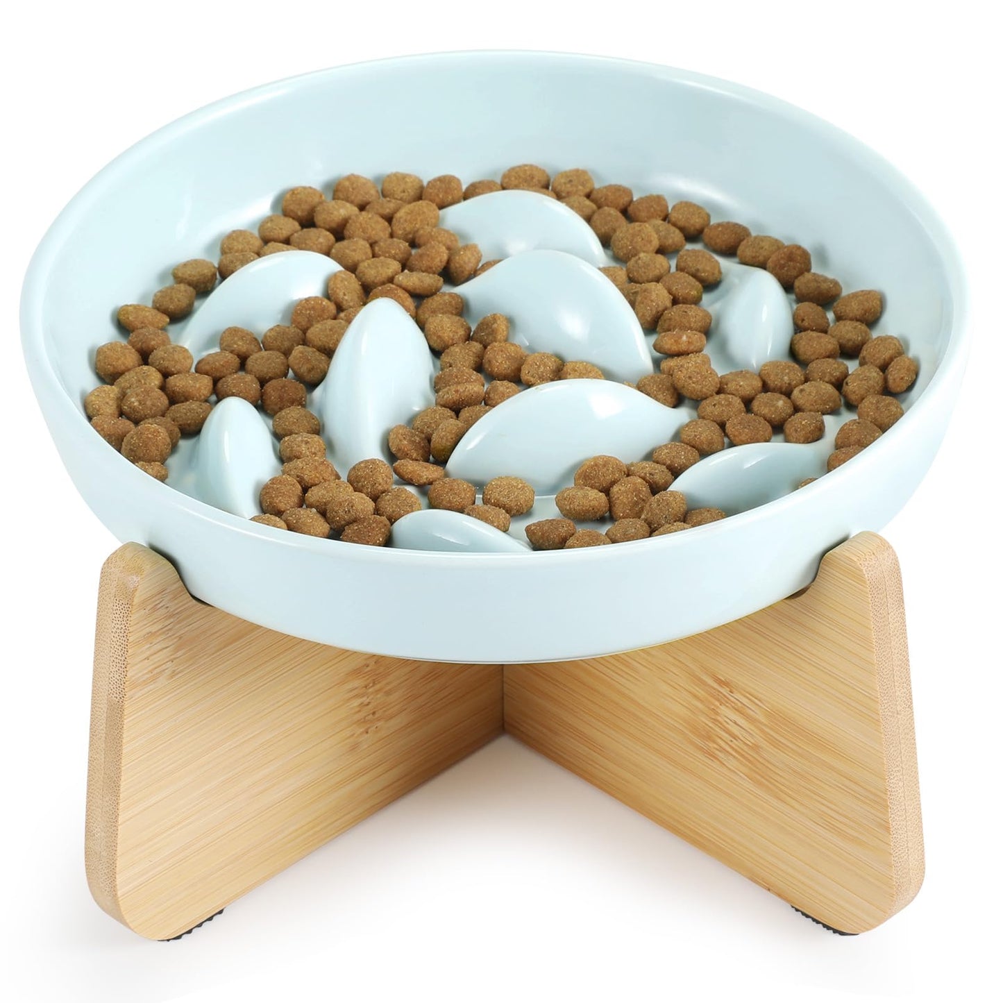 Elevated Ceramic Slow Feed Cat Bowl
