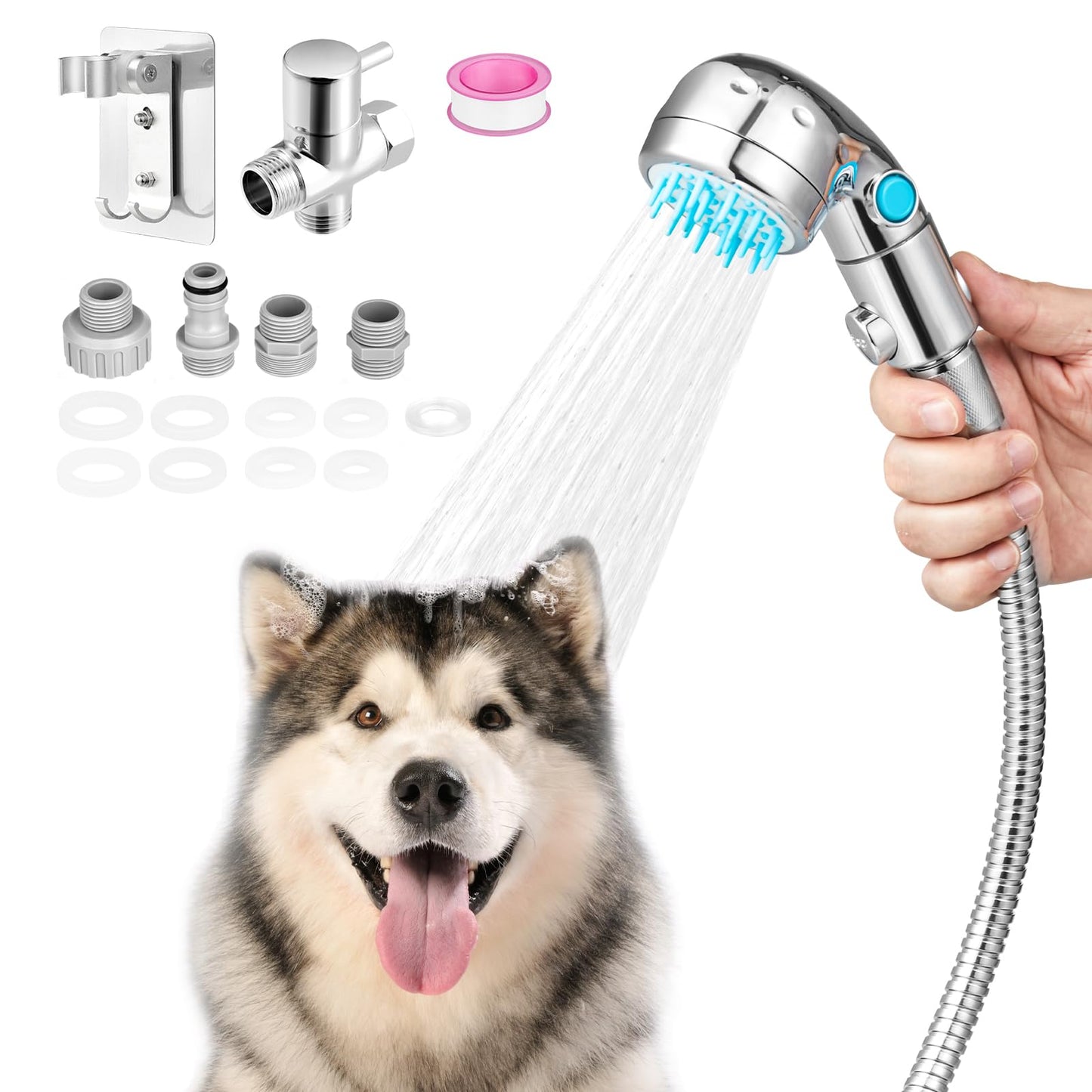 3-in-1 Pet Shower Sprayer Kit with Brush