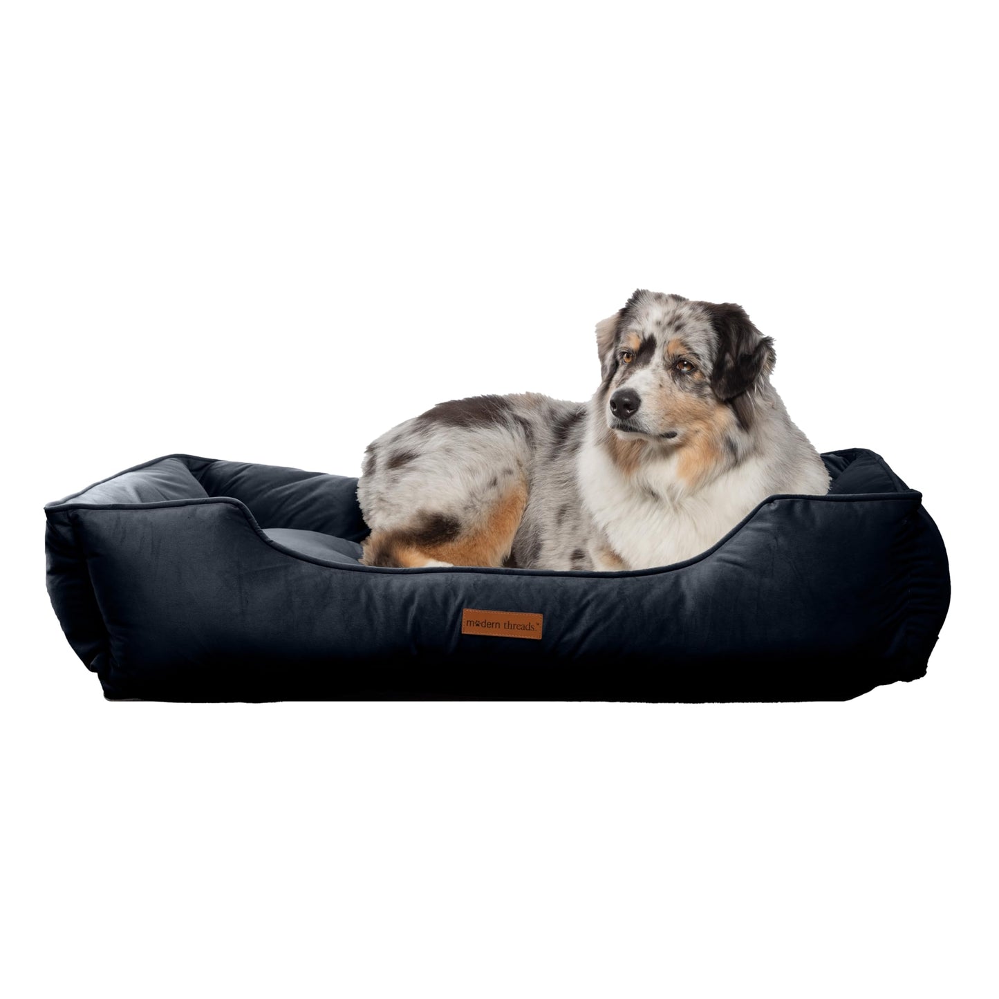 Velvet Luxe Canine Lounger - Comfy & Washable Dog Bed - Denim