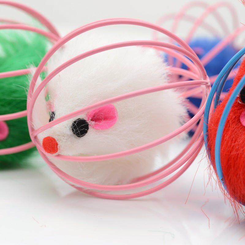 Furry Fun Mouse Cage Toy for Cats
