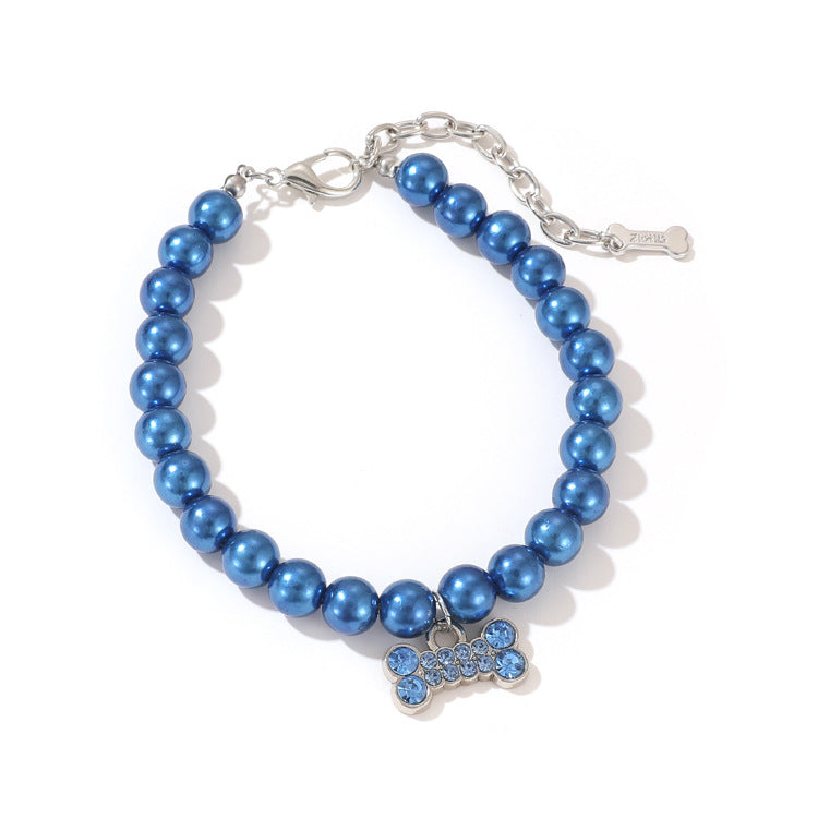 Pearl Cat Necklace Ornament for Pet Supplies