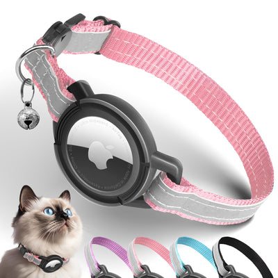 AirTag Feline Safety Collar with Reflective Strip - Pink