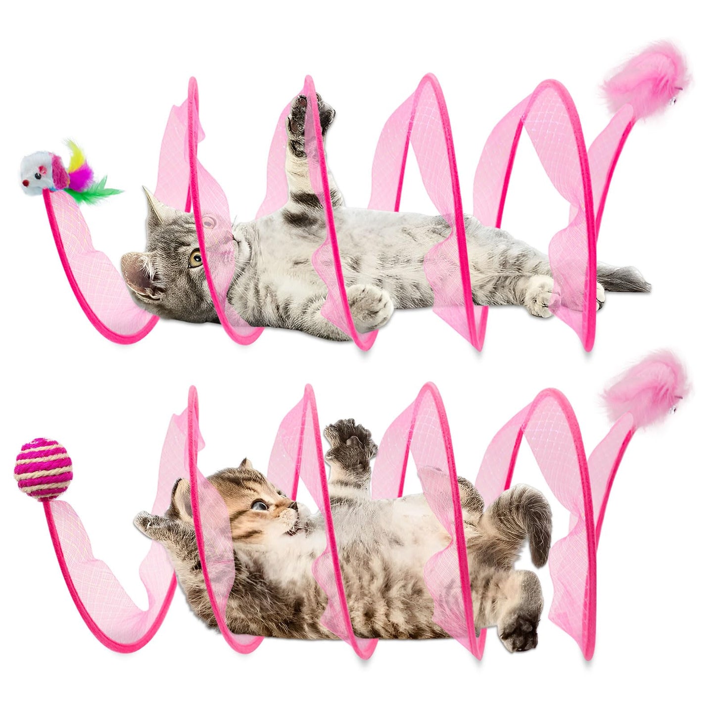 Pink Dual Pack Foldable Cat Tunnels