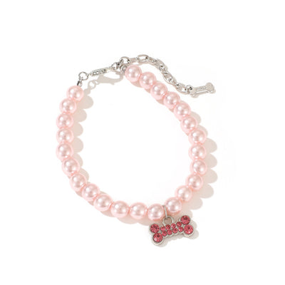 Pearl Cat Necklace Ornament for Pet Supplies