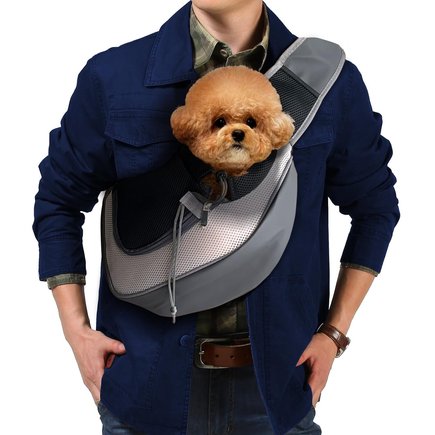 Gray Pet Sling Carrier for Small Dogs & Cats