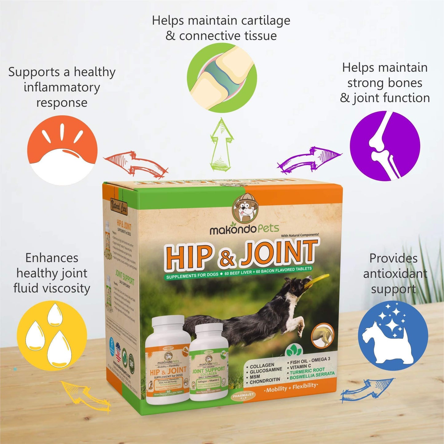 Advanced Hip & Joint Chewables with Collagen & Turmeric for Dogs