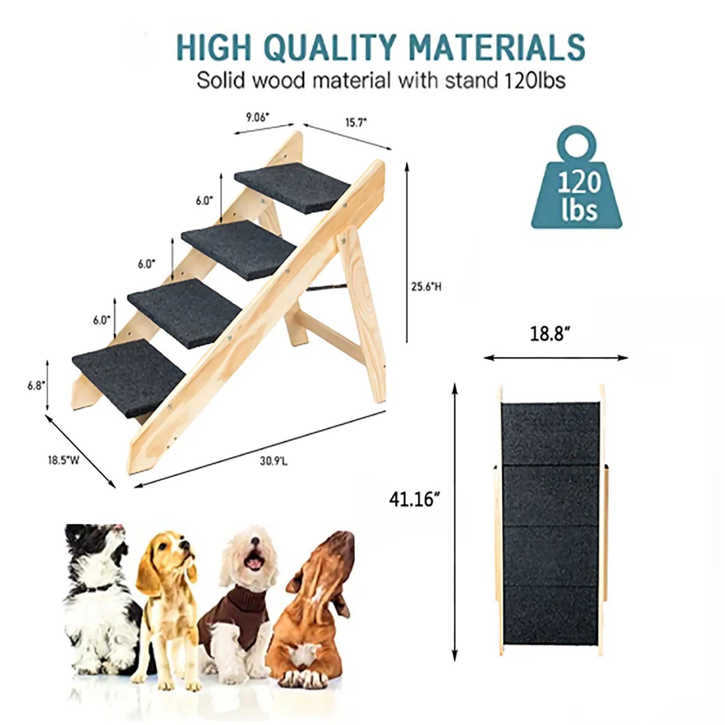 3-Level Wooden Pet Steps and Ramp