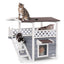 Petsfit Durable Roof Cat Houses for Outdoor Cats Weatherproof with Escape Door Stair or Scratch Board 2 Story Design Perfect for Multi Cats Outside Cat House Gray