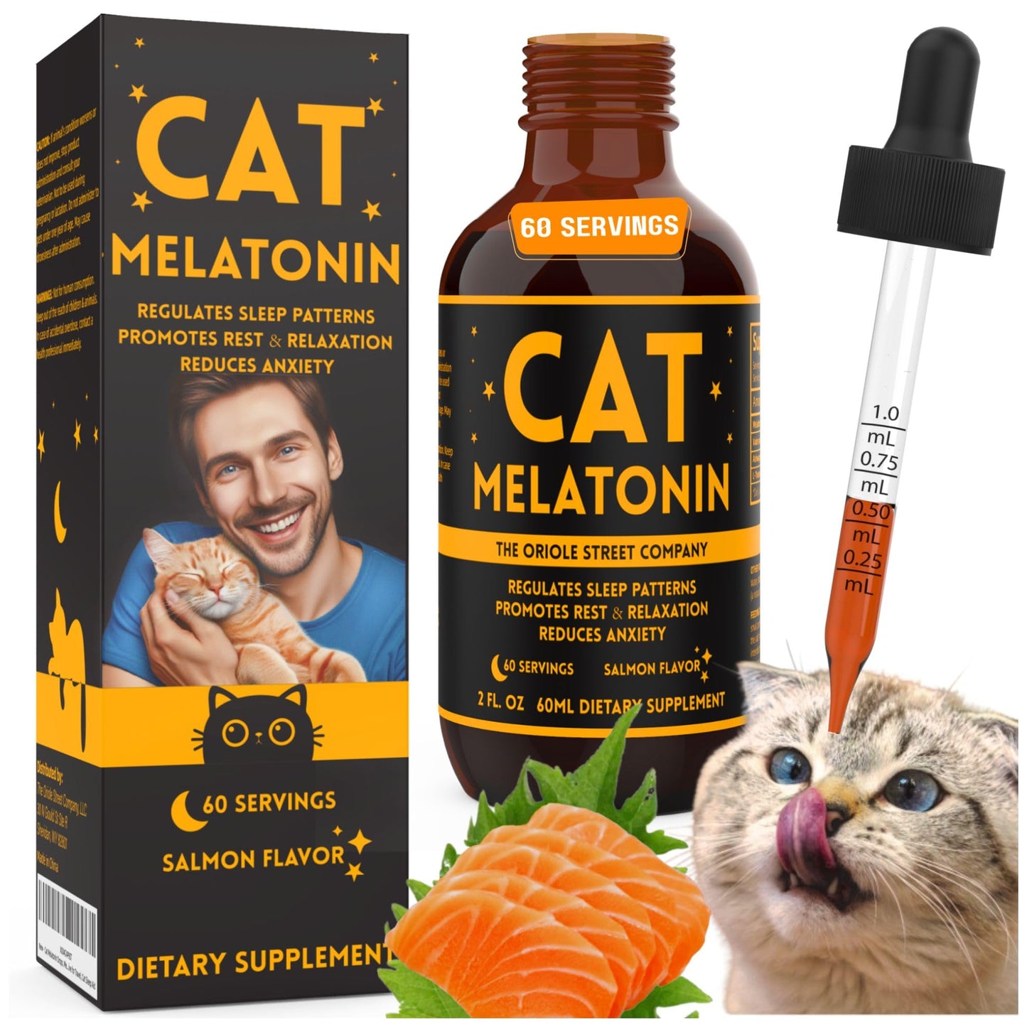 Salmon-Flavored Cat Sleep Aid-Melatonin Drops