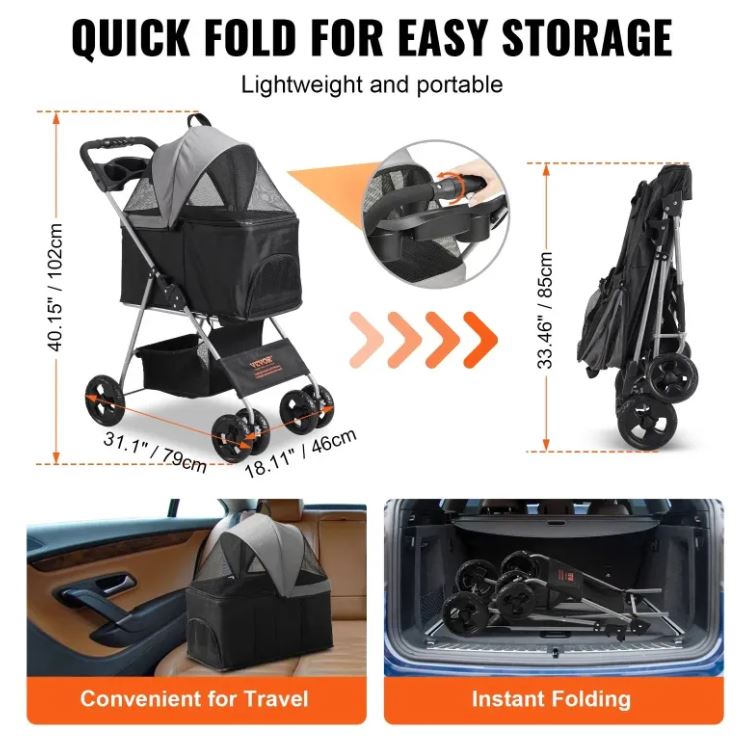 VEVOR 4-Wheel Pet Stroller