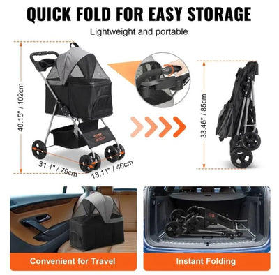 VEVOR 4-Wheel Pet Stroller