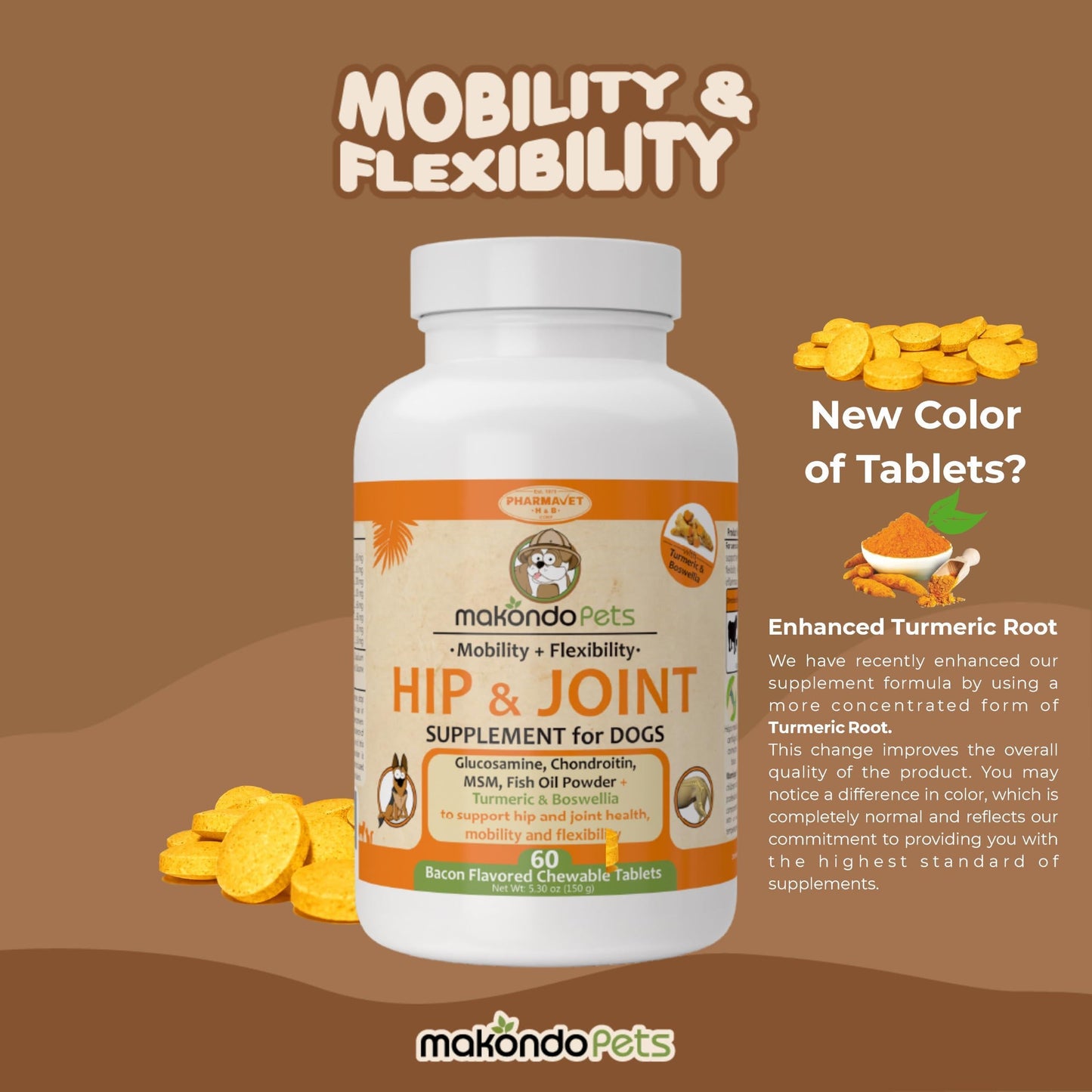 Advanced Hip & Joint Chewables with Collagen & Turmeric for Dogs