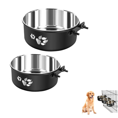 Dual Stainless Steel Pet Crate Bowls