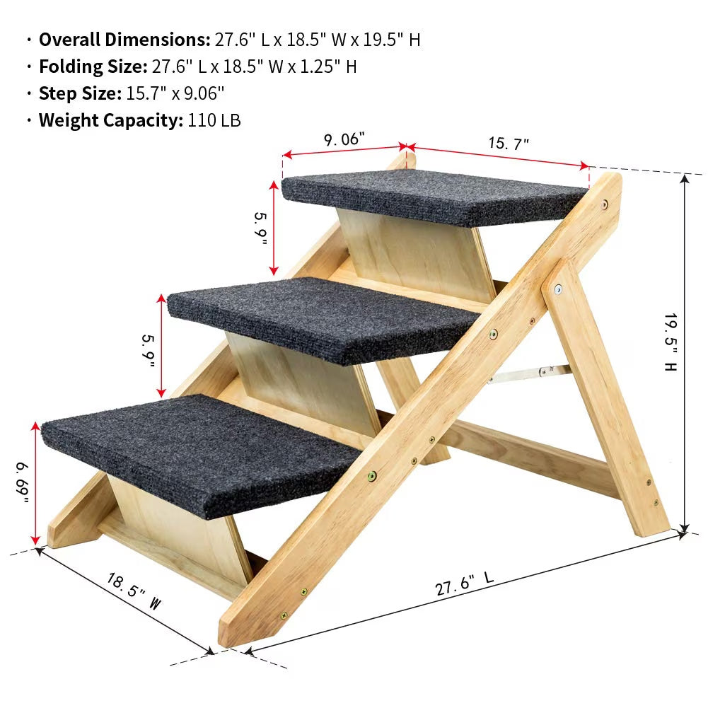 3-Level Wooden Pet Steps and Ramp