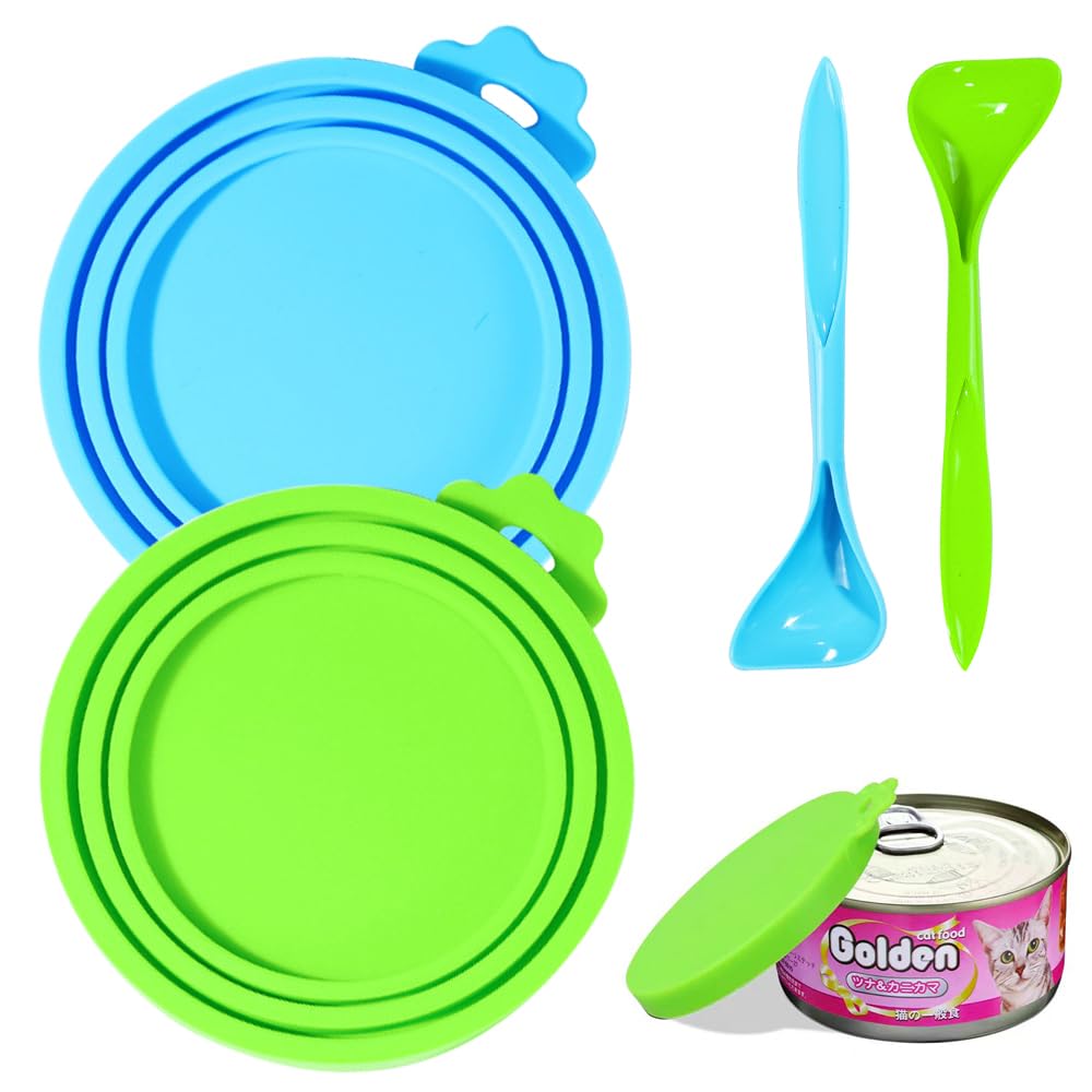 PawSeal 2-Pack Universal Pet Food Can Lids with Spoons