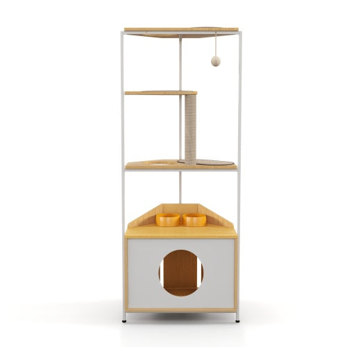 Indoor Cat Condo with Feeding Station