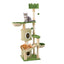 Tangkula 63 Inch Tall Cat Tree Cute Green Cat Tower with 2 Condos Plush Top Perch 2 Basket Beds Sisal Scratching Posts 2 Dangling Balls Slide Platform Large Aesthetic Cat Tree for Indoor Cats