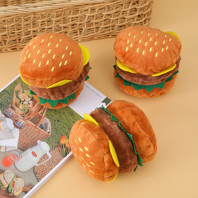 Chewable Hamburger Plush Dog Toy