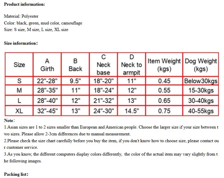 Tactical Vest for Large Dogs