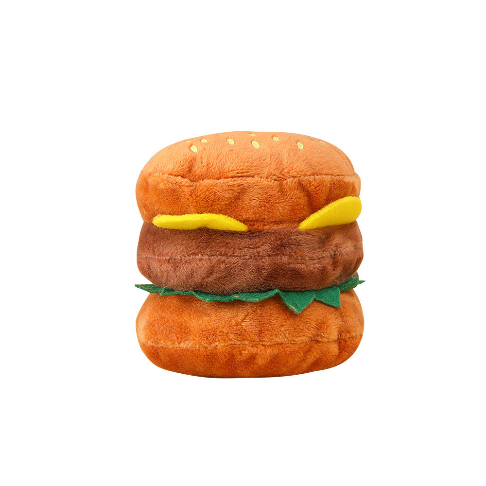 Chewable Hamburger Plush for Dogs - With Sound
