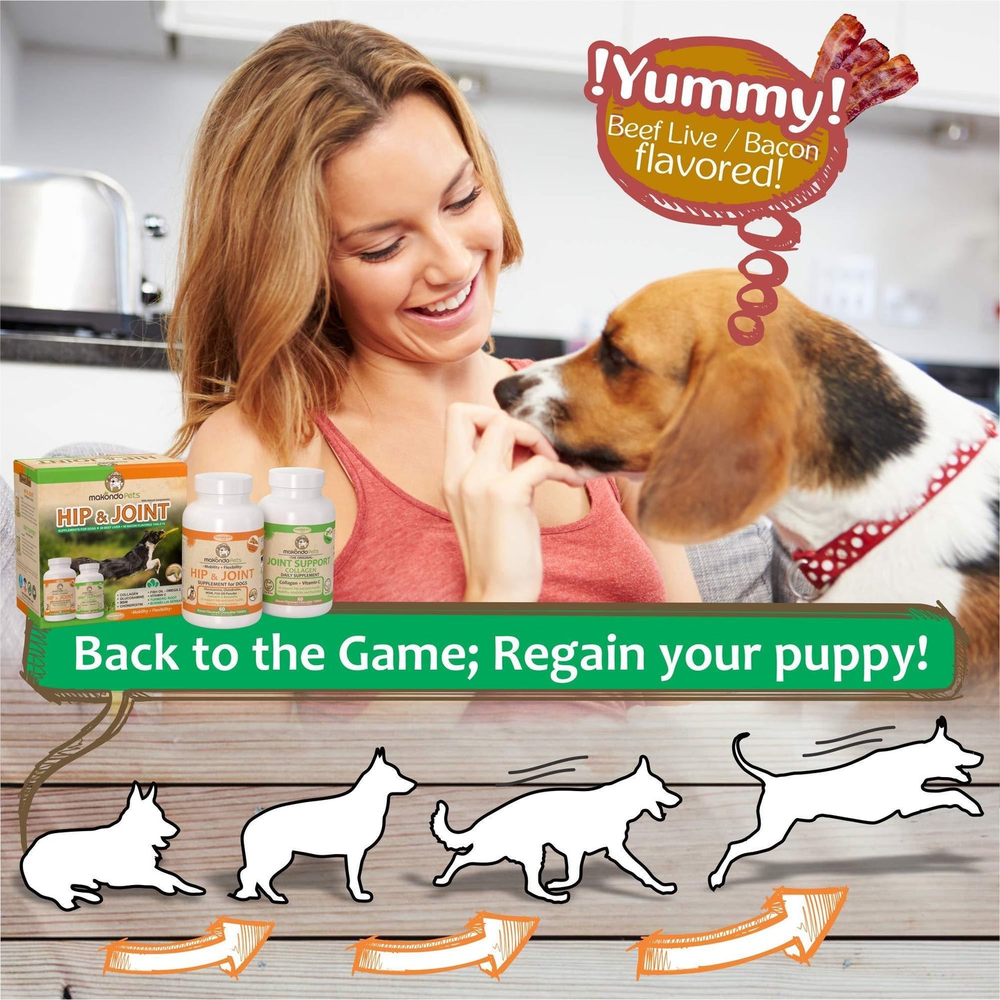 Advanced Hip & Joint Chewables with Collagen & Turmeric for Dogs