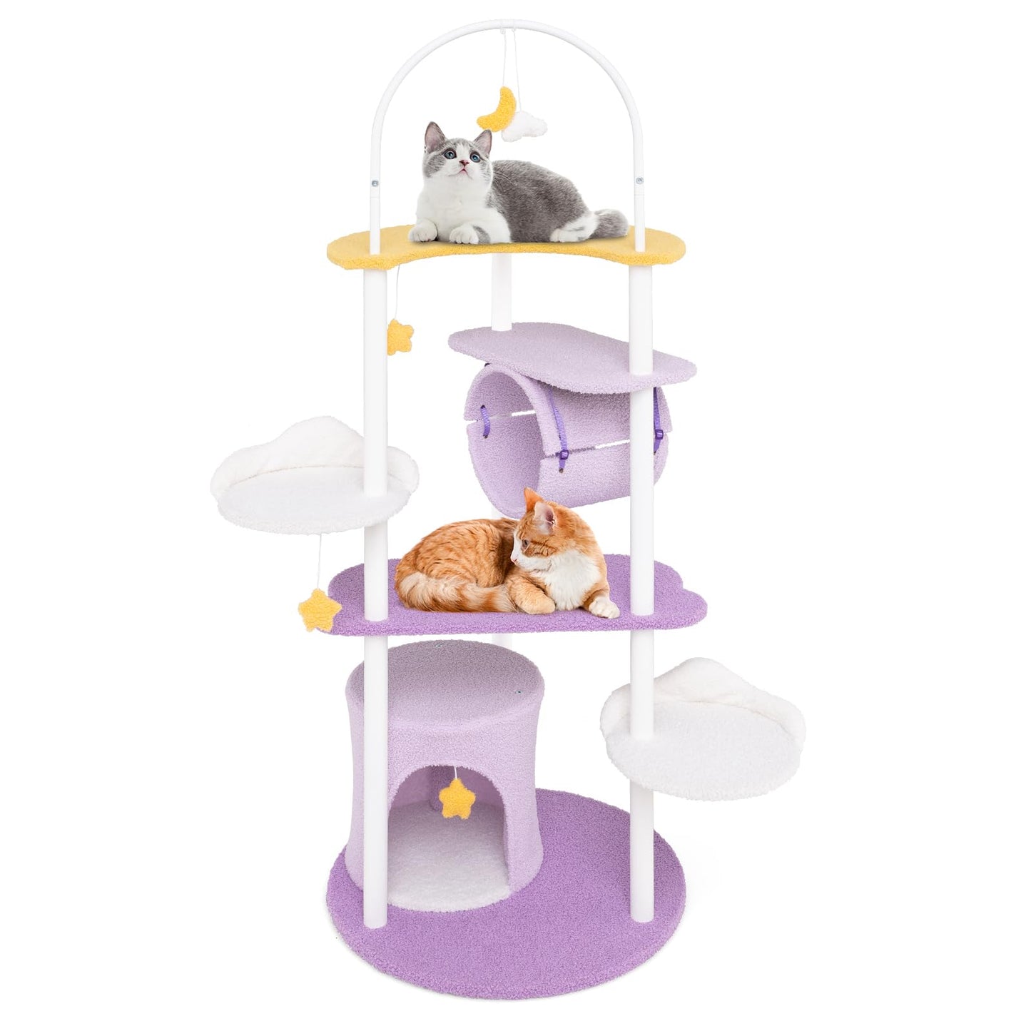 Tangkula Dreamy Cat Skyscraper 62" Playful Cat Palace with Starry Toys