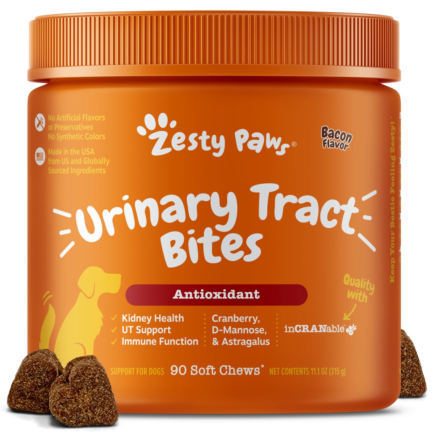 Cranberry Urinary Chews for Dogs - D-Mannose & Vitamin B6 - 90ct