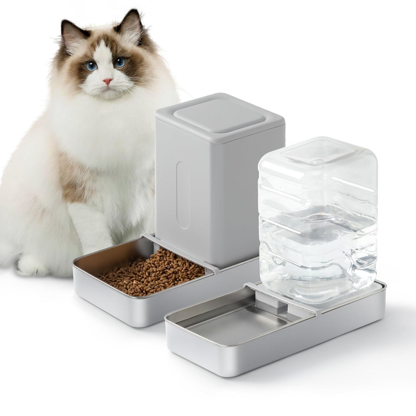 Stainless Steel Auto Cat Feeder & Water Dispenser Set - 3.8L