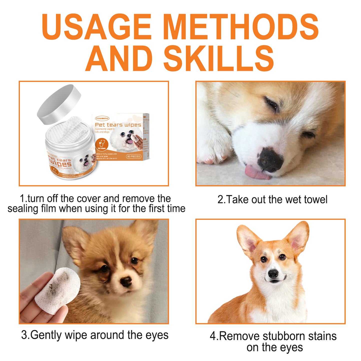 Yegbong Eye-Care Wipes for Pets