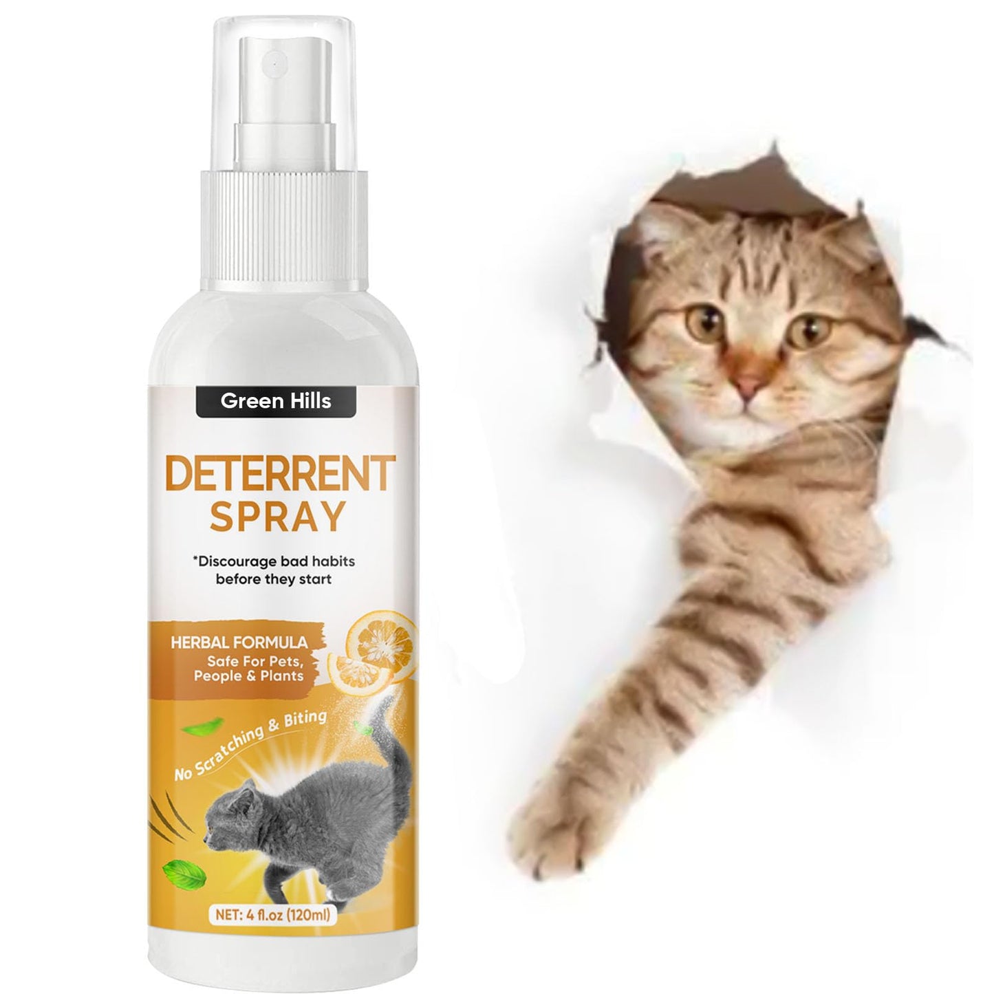 Green Hills Cat Deterrent Spray 120ML Cat Repellent Spray for Furniture & Plants Effective Cats and Kittens Training Aid with Bitter Indoor & Outdoor Keep Cats Off