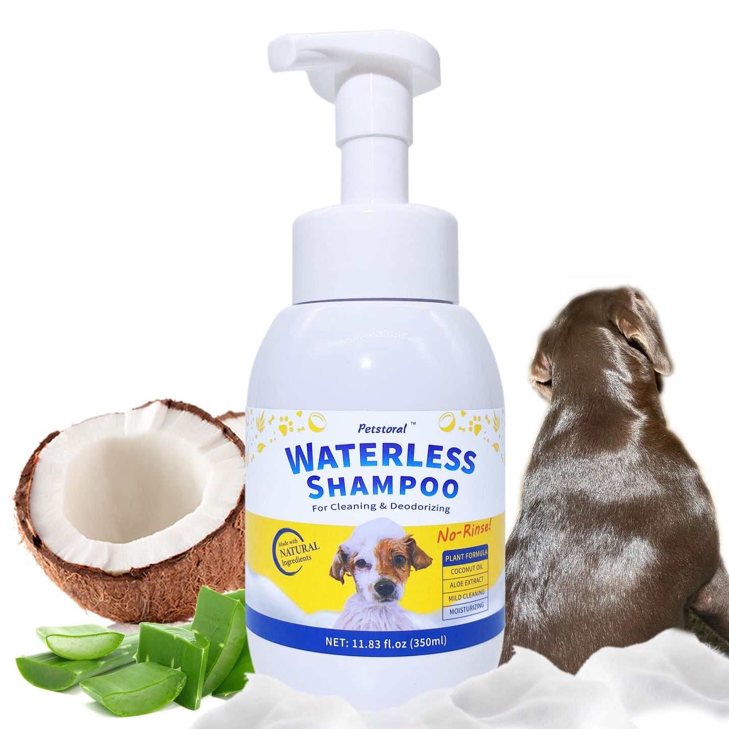 PetLux Waterless Dog Shampoo and Conditioner - No Rinse, Deodorizing, Hypoallergenic, 350ml