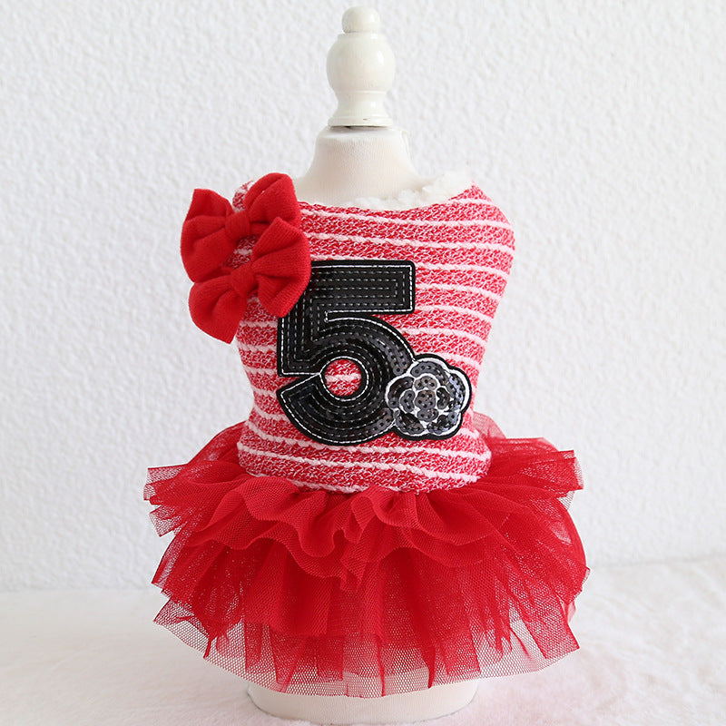 Double Bow Cotton Skirt for Teddy Dog Clothes