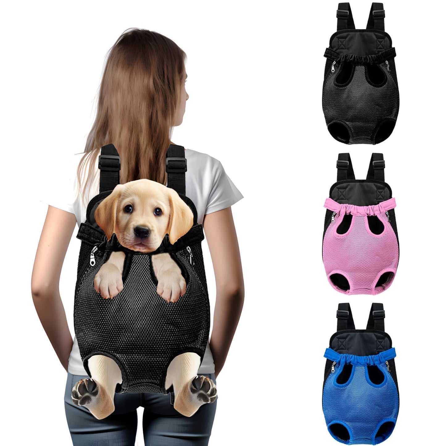 Wagably Hands-Free Pet Carrier Backpack for Dogs and Cats - Comfortable Adjustable Legs Carrier - Easy-Fit Design - Perfect for Traveling Hiking and Camping - Small and Medium Pets (Black X-Large)