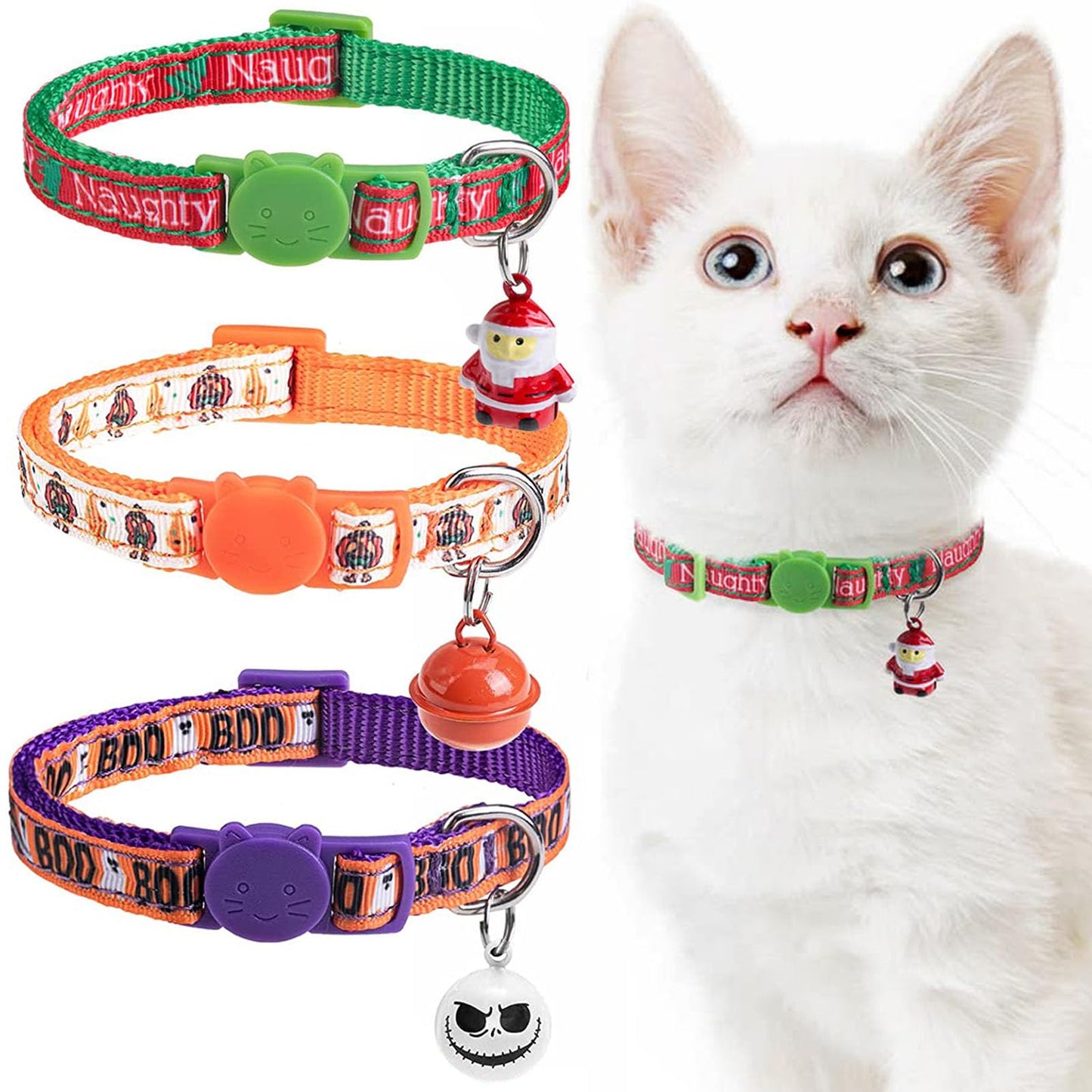 Festive Kitty Adjustable Collar with Bell