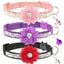 JVVGPET Breakaway Cat Collars - Flower Rhinestones Cute Cat Collars with Bell for Girl Boy Cats - Bling Soft Velvet Adjustable Pet Collars for Cats Puppy