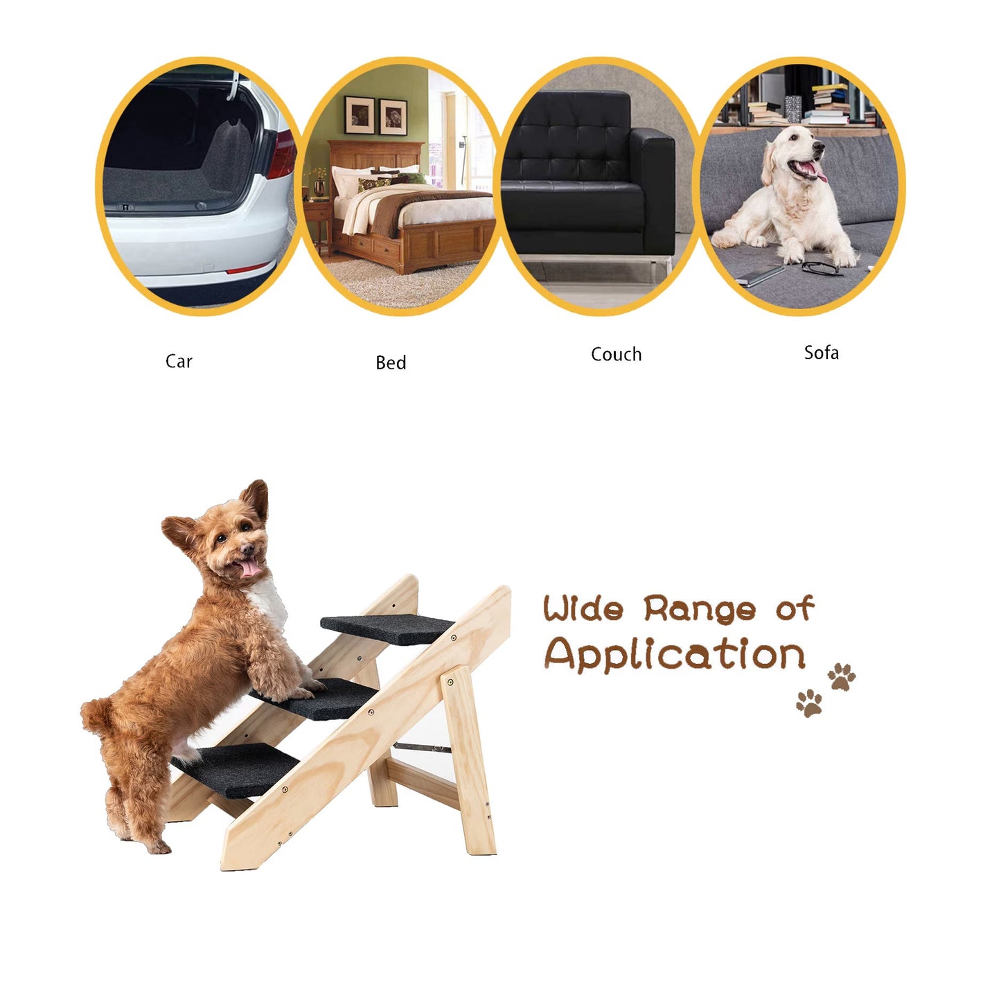 3-Level Wooden Pet Steps and Ramp