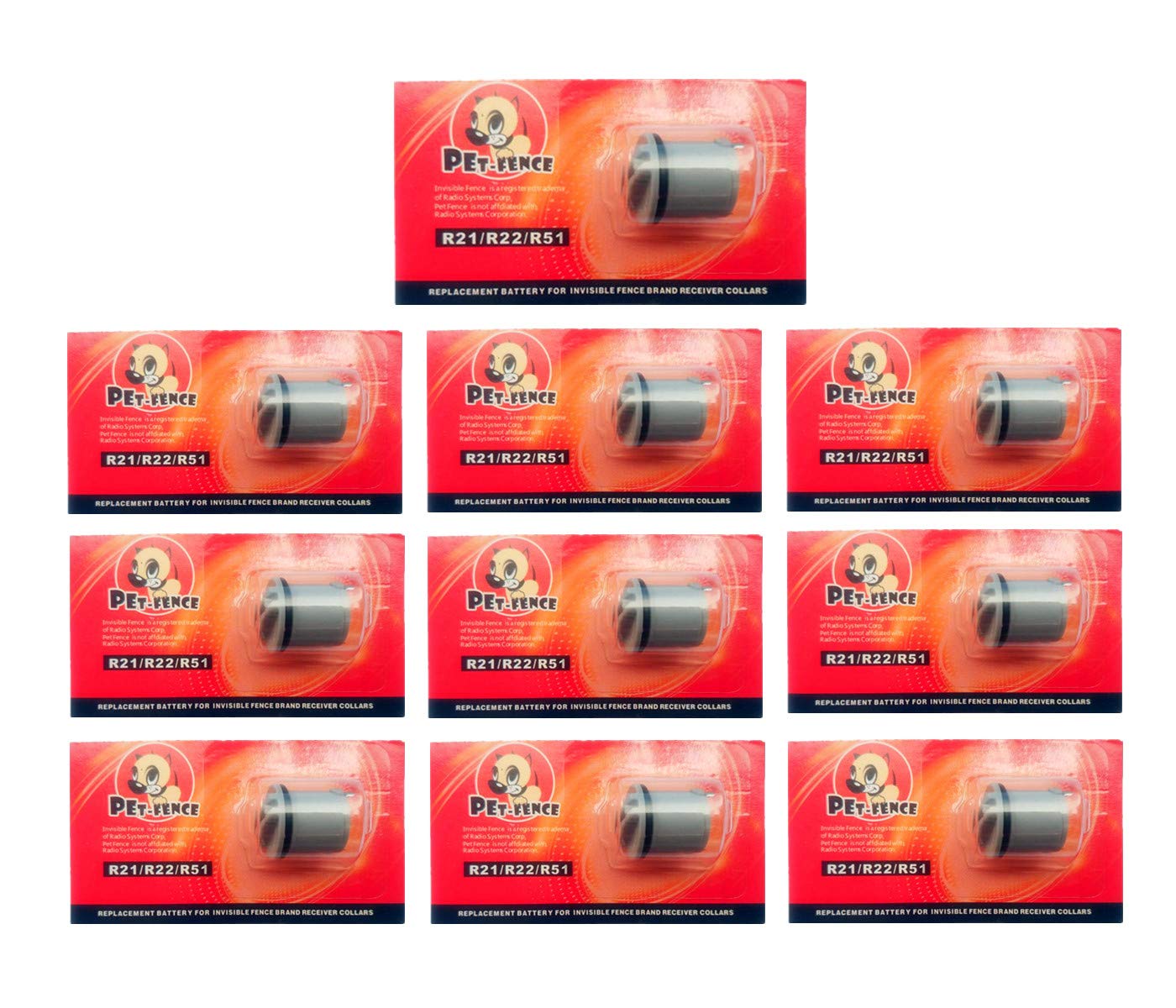 Invisible Fence R21/R22/R51 Compatible Dog Collar Batteries (10-Pack)