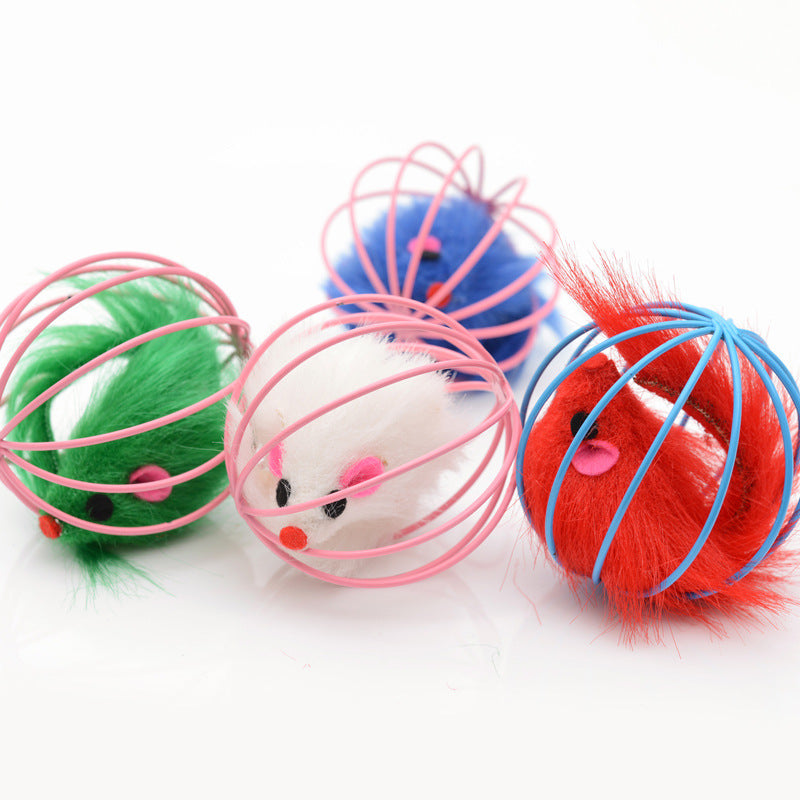 Furry Fun Mouse Cage Toy for Cats
