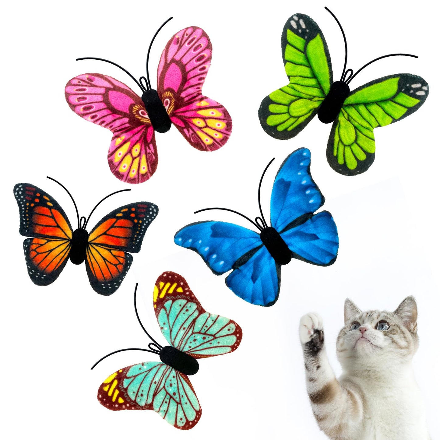 FlutterJoy 5-Pack Butterfly Catnip Toys
