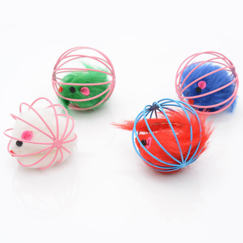 Furry Fun Mouse Cage Toy for Cats